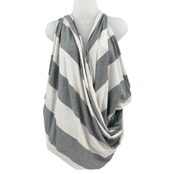 LULULEMON Sage Scarf Wrap Cotton Bold Stripe Heathered Grey Angel White OS - Picture 1 of 7